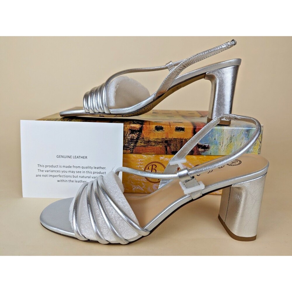 Bella Vita Zariah Heels Sandals Womens 10 M Silver Leather Strappy Shoes NWB